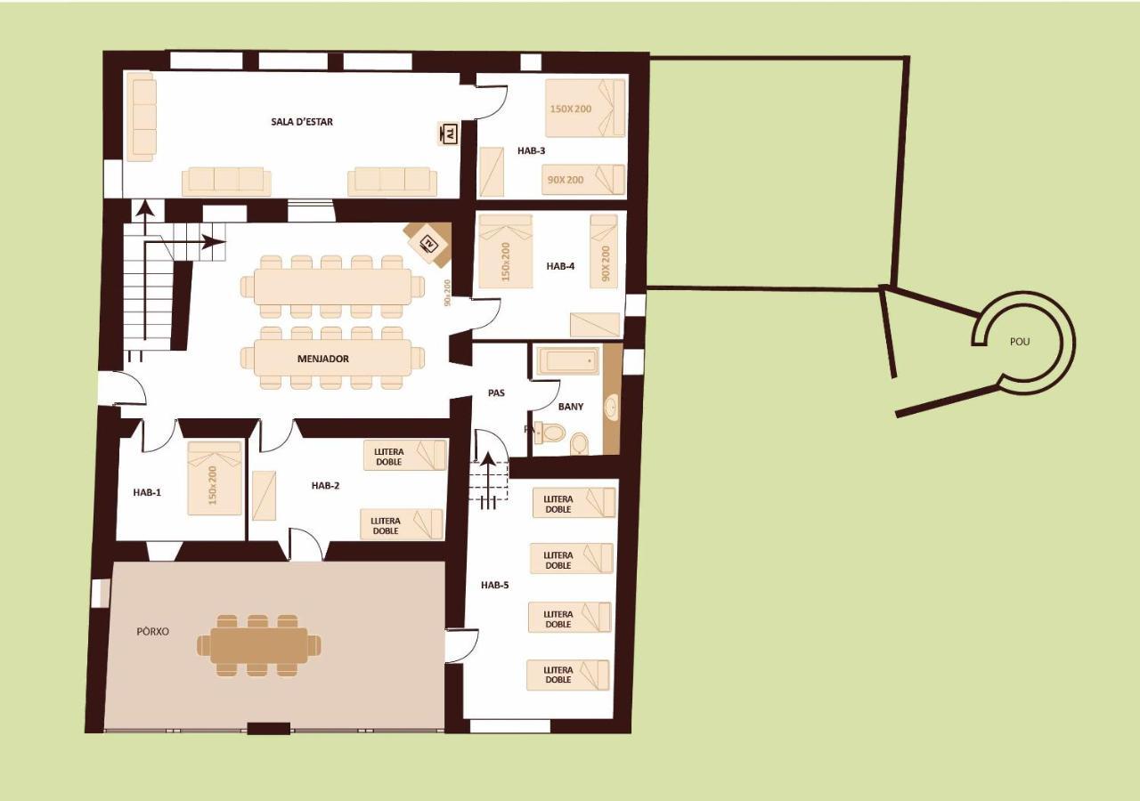 Casa rural en Girona 8 habitaciones hasta 30 personas piscina privada Cabanelles Exterior foto